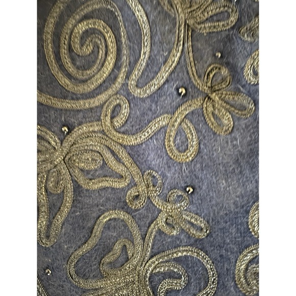 Vintage Angora Wool Knit Cardigan Women's Medium Blue Grandmacore Sweater 90s - Picture 11 of 11